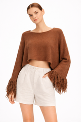 Fringed Knit Crop Sweater