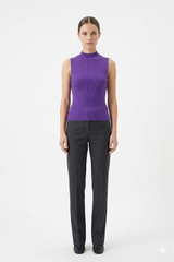 Purple Ribbed Sleeveless Top