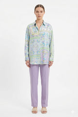 Pastel Scarf-Print Oversized Shirt
