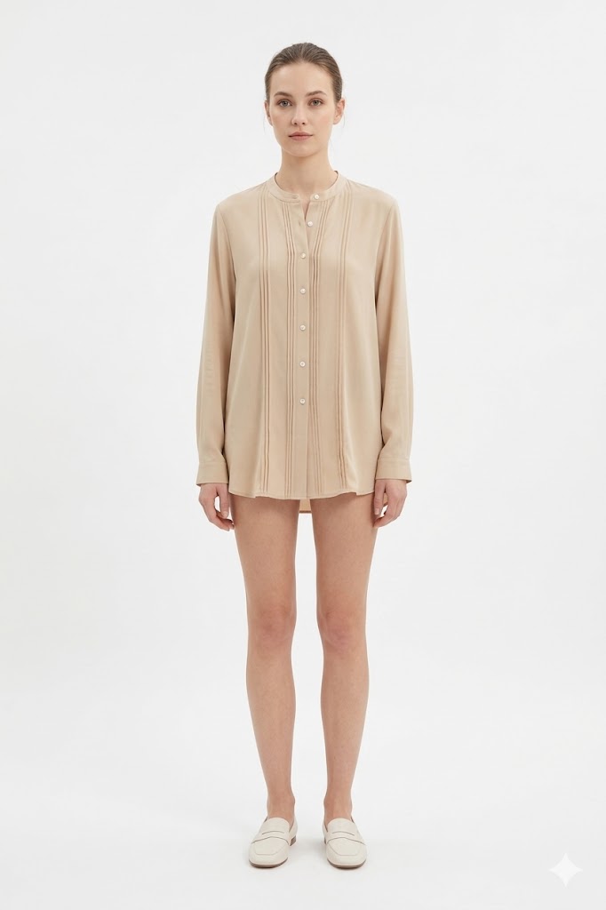 Pleated Beige Blouse
