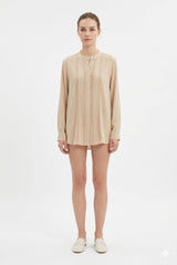 Pleated Beige Blouse
