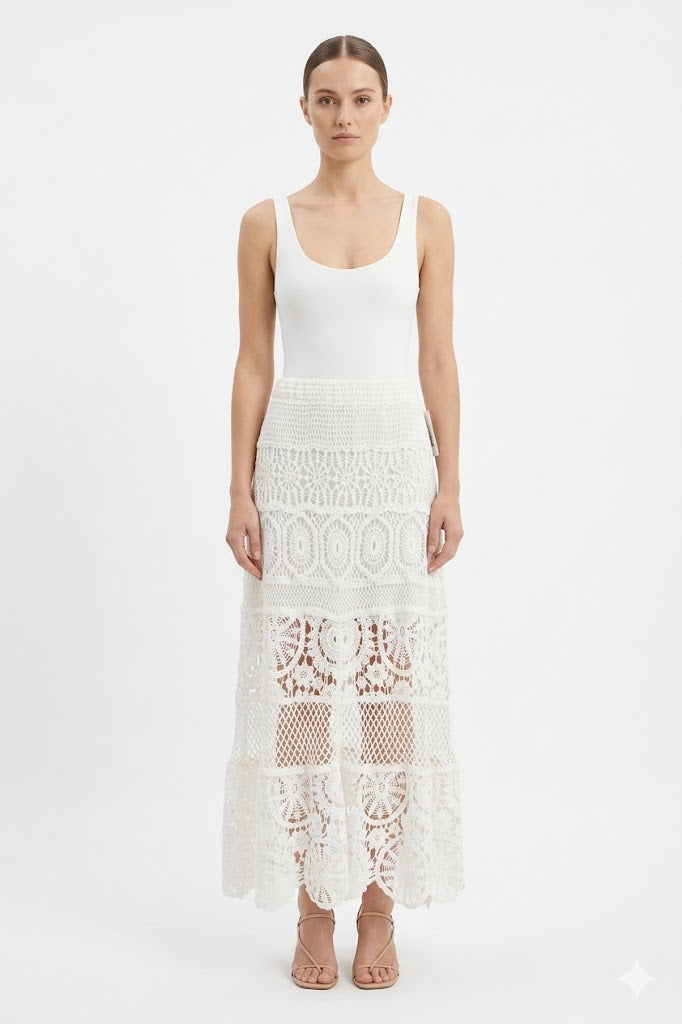 Crochet White Skirt