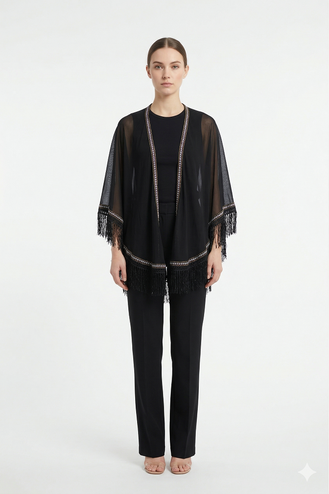 Fringe Chiffon Cardigan