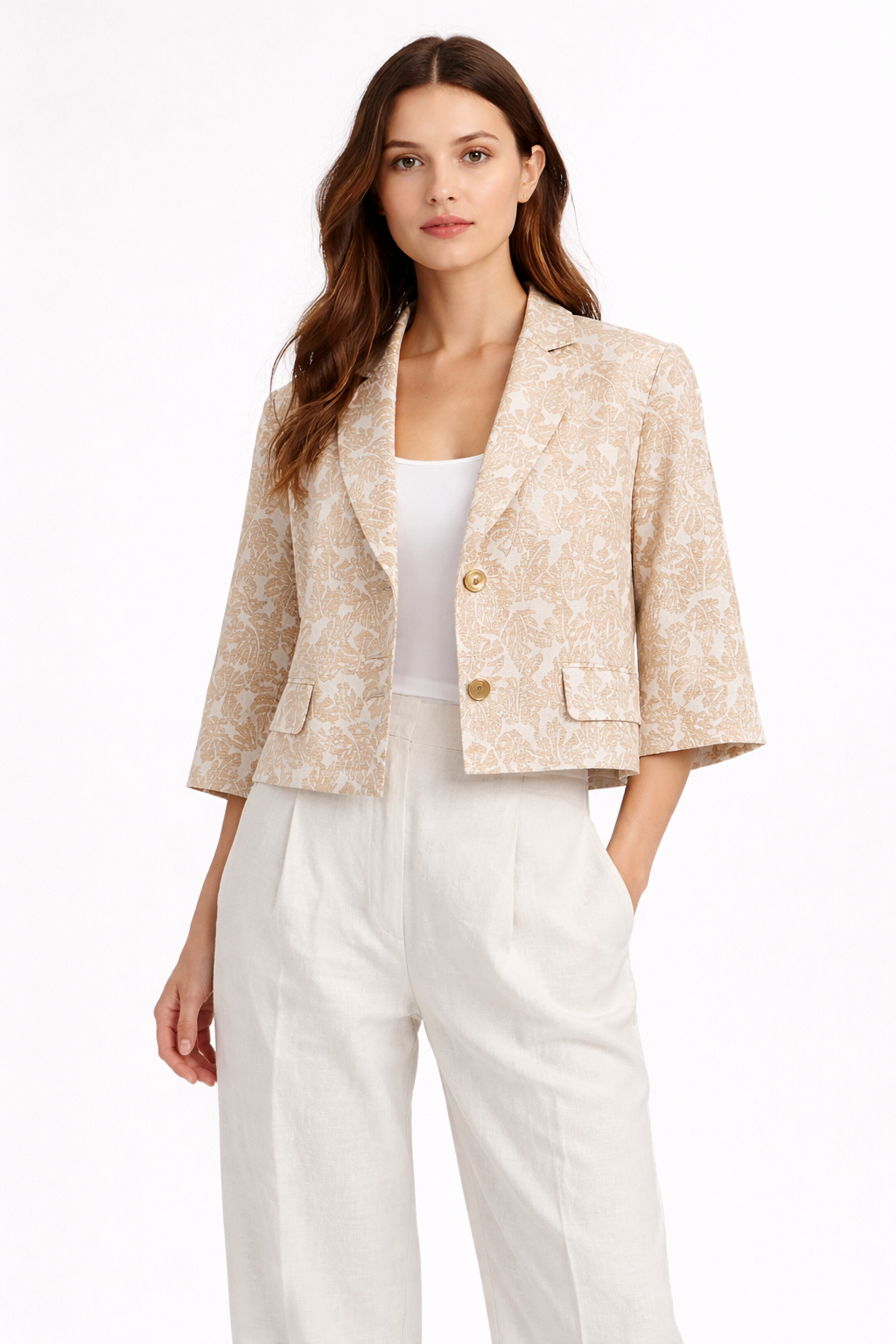 Printed Crop Blazer