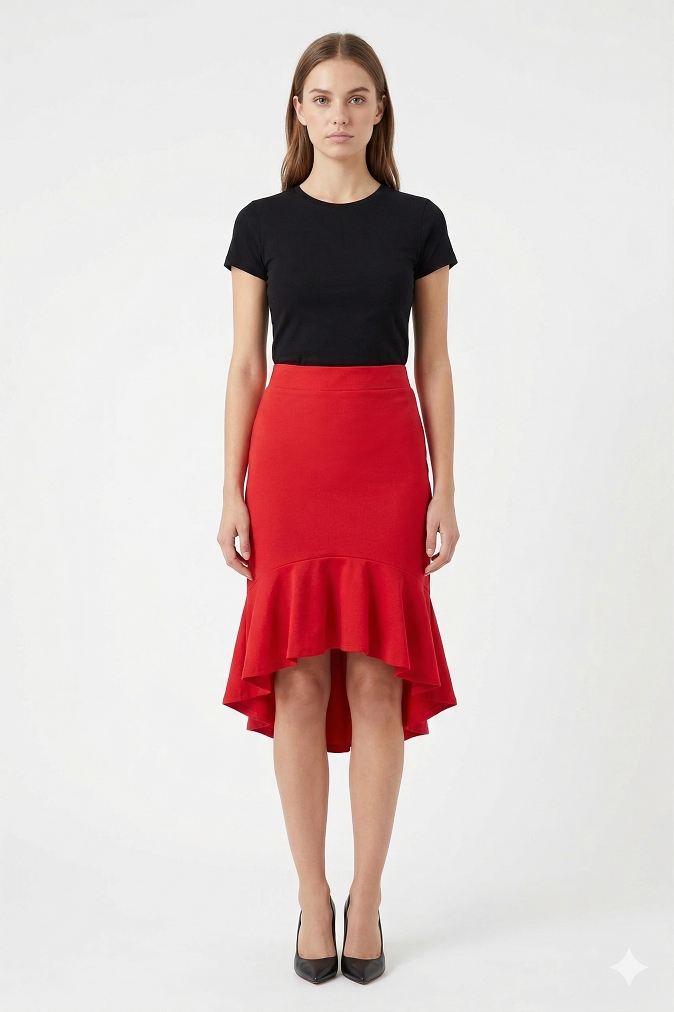 Red Ruffle Skirt