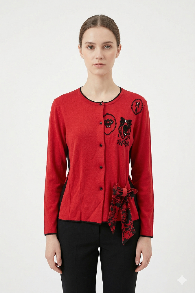 Red Bow Cardigan