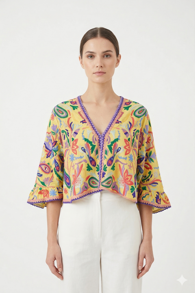 Boho Embroidered Top
