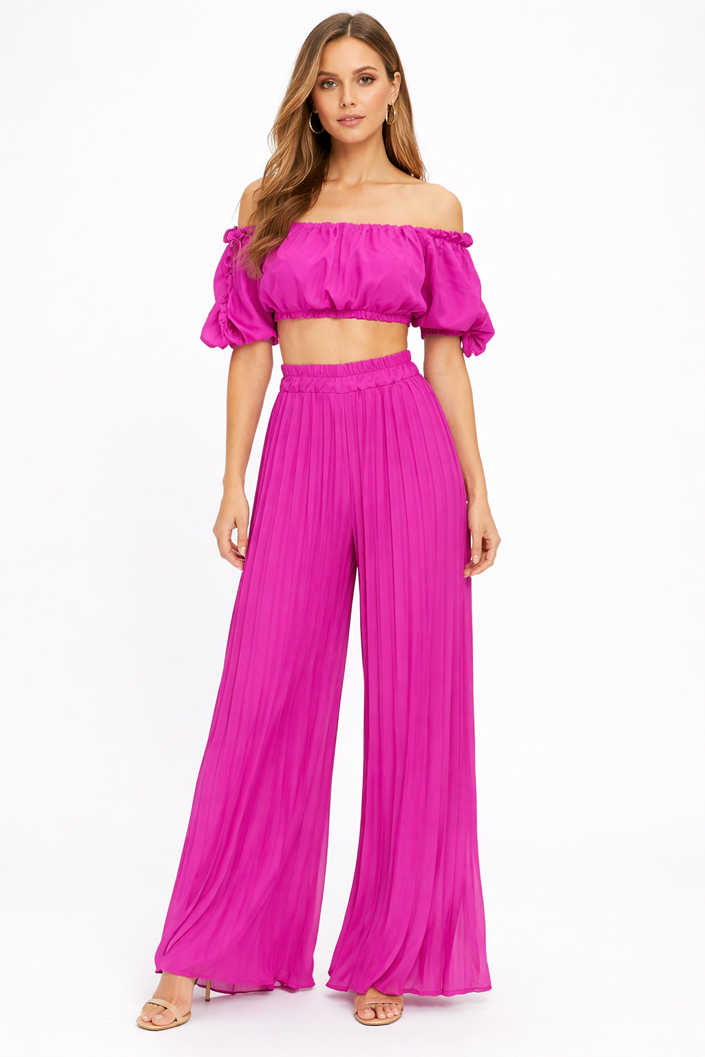 Fuchsia Plissé Co-ord