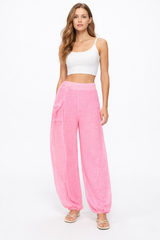 Textured Wide-Leg Cargo Pants