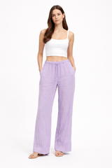 Drawstring Wide-Leg Linen Pants