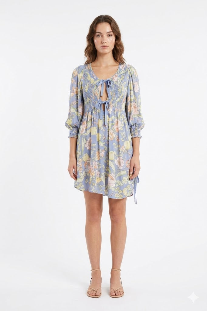 Floral Tie Mini Dress