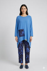 Printed Oversized Tunic Set (Blue Edition)