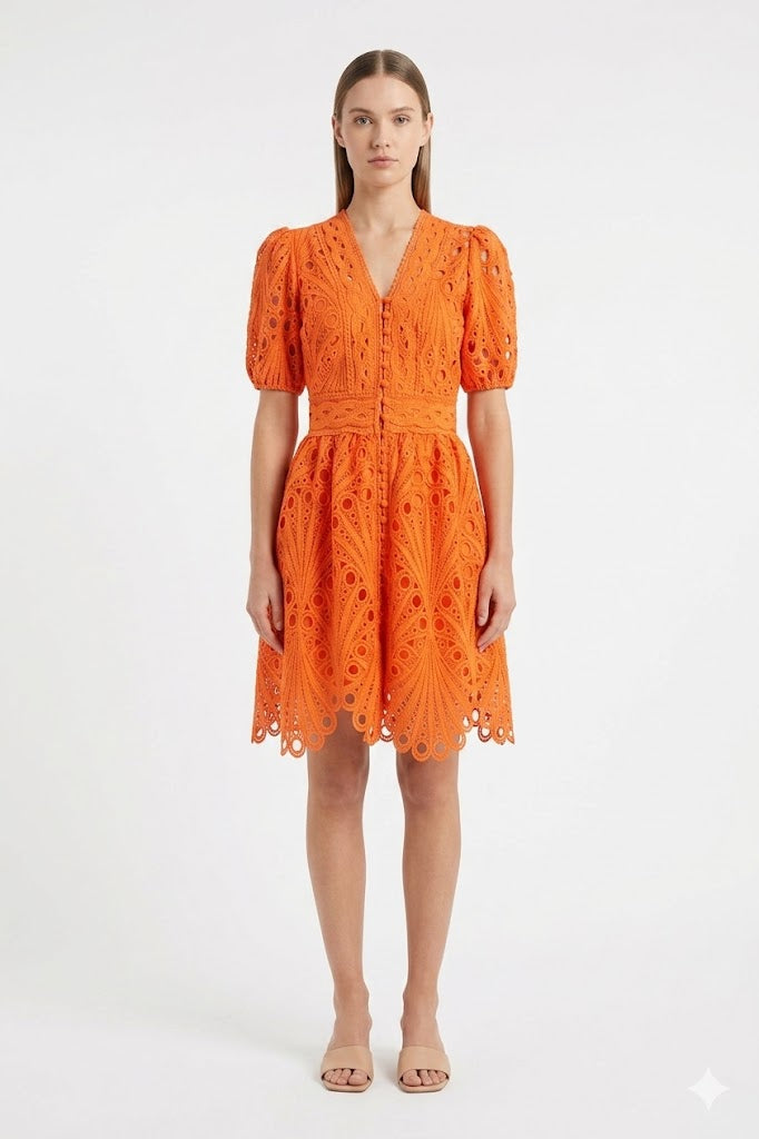 Eyelet Puff Dress