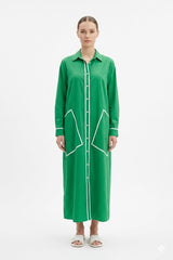 Piped Maxi Shirt Dress