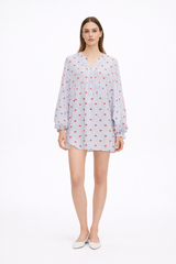 Heart Motif Striped Shirtdress
