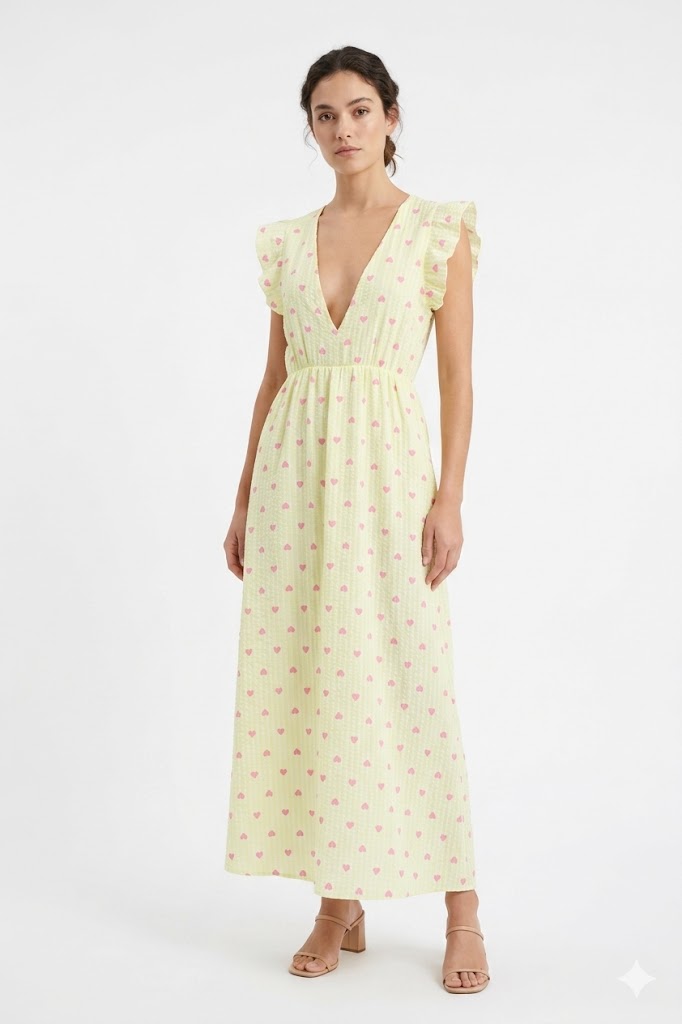 Heart Ruffle Maxi Dress