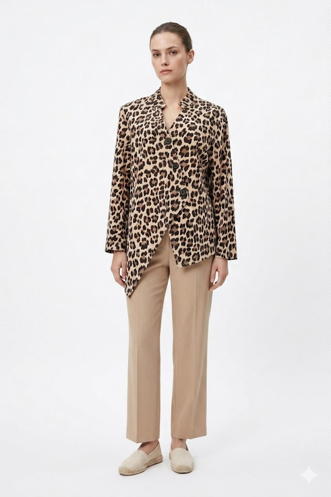 Asymmetric Leopard Blazer