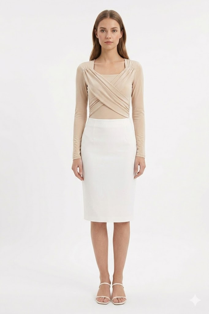 Draped Cross-Front Jersey Top