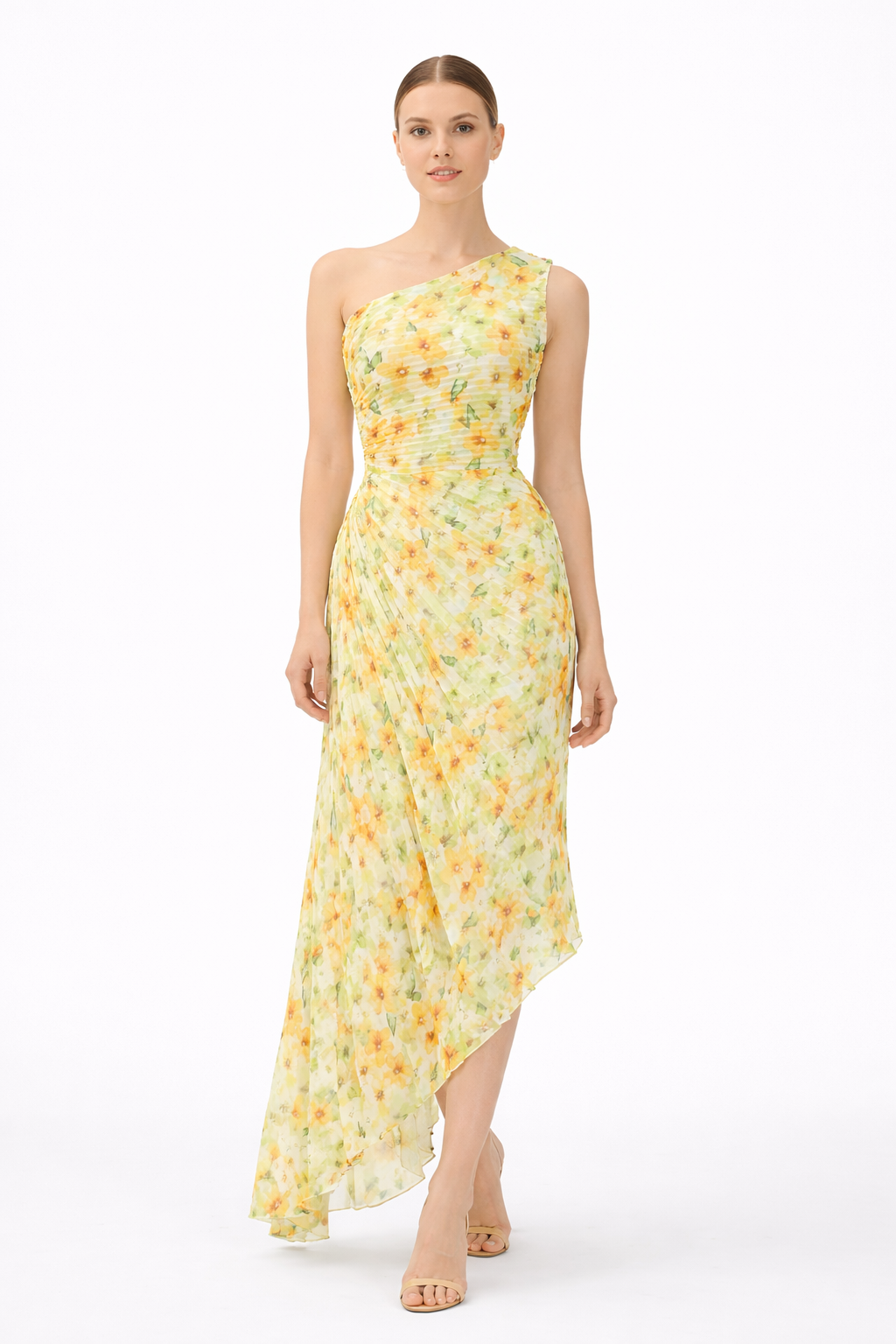One Shoulder Floral Dress