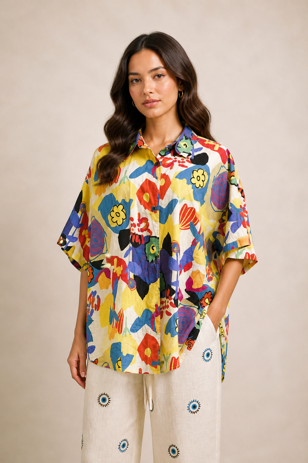 Abstract Garden Poplin Shirt