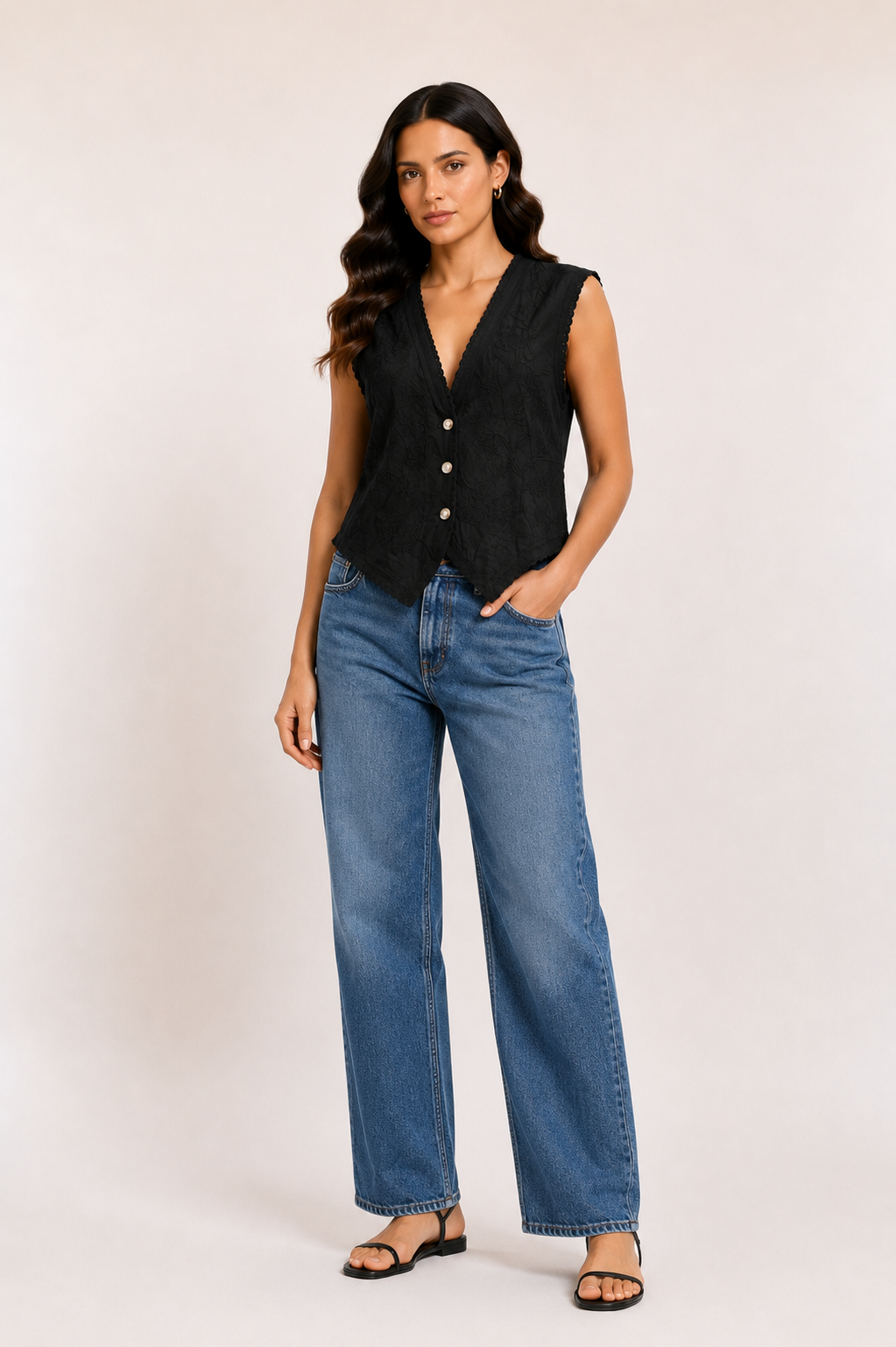 Noir Button Vest