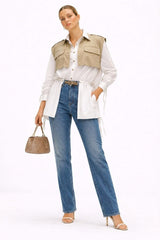 Safari Hybrid Cinched Blouse