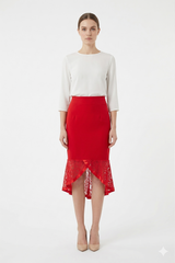 Red Lace Hem Skirt
