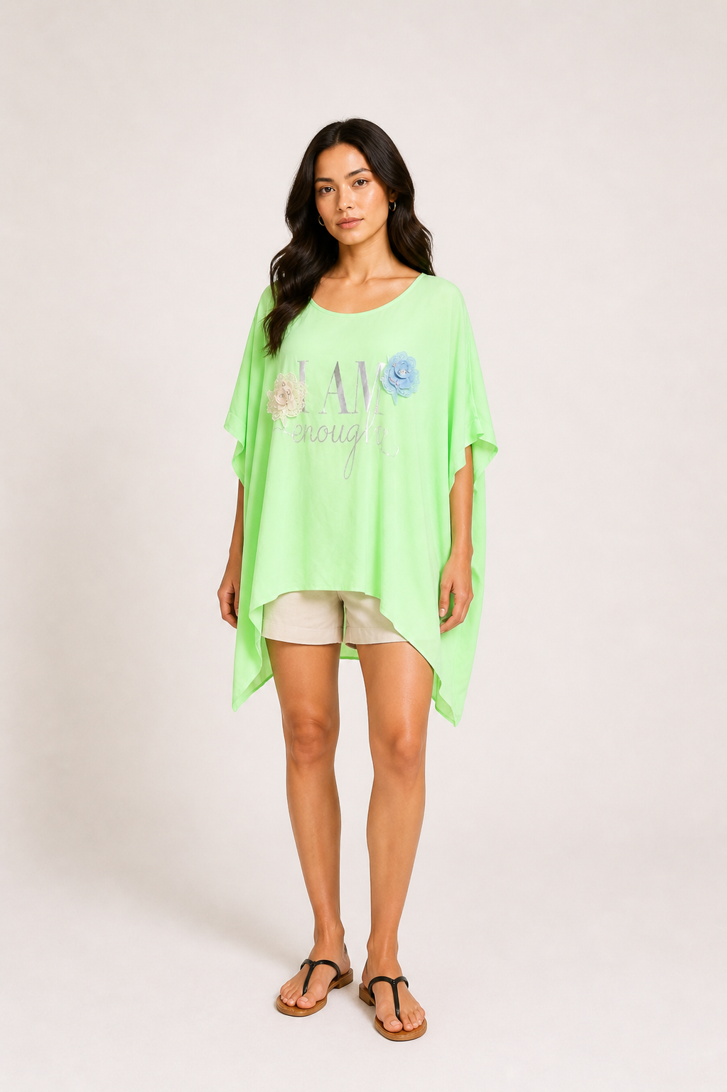Neon Lime "I AM" Kaftan Top