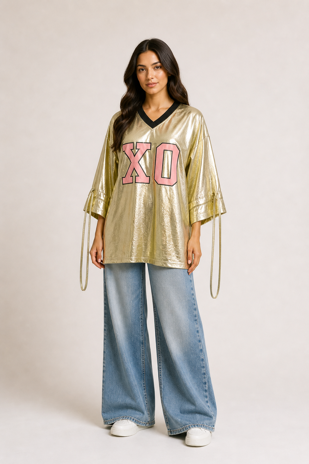 Metallic Gold "XO" Varsity Jersey