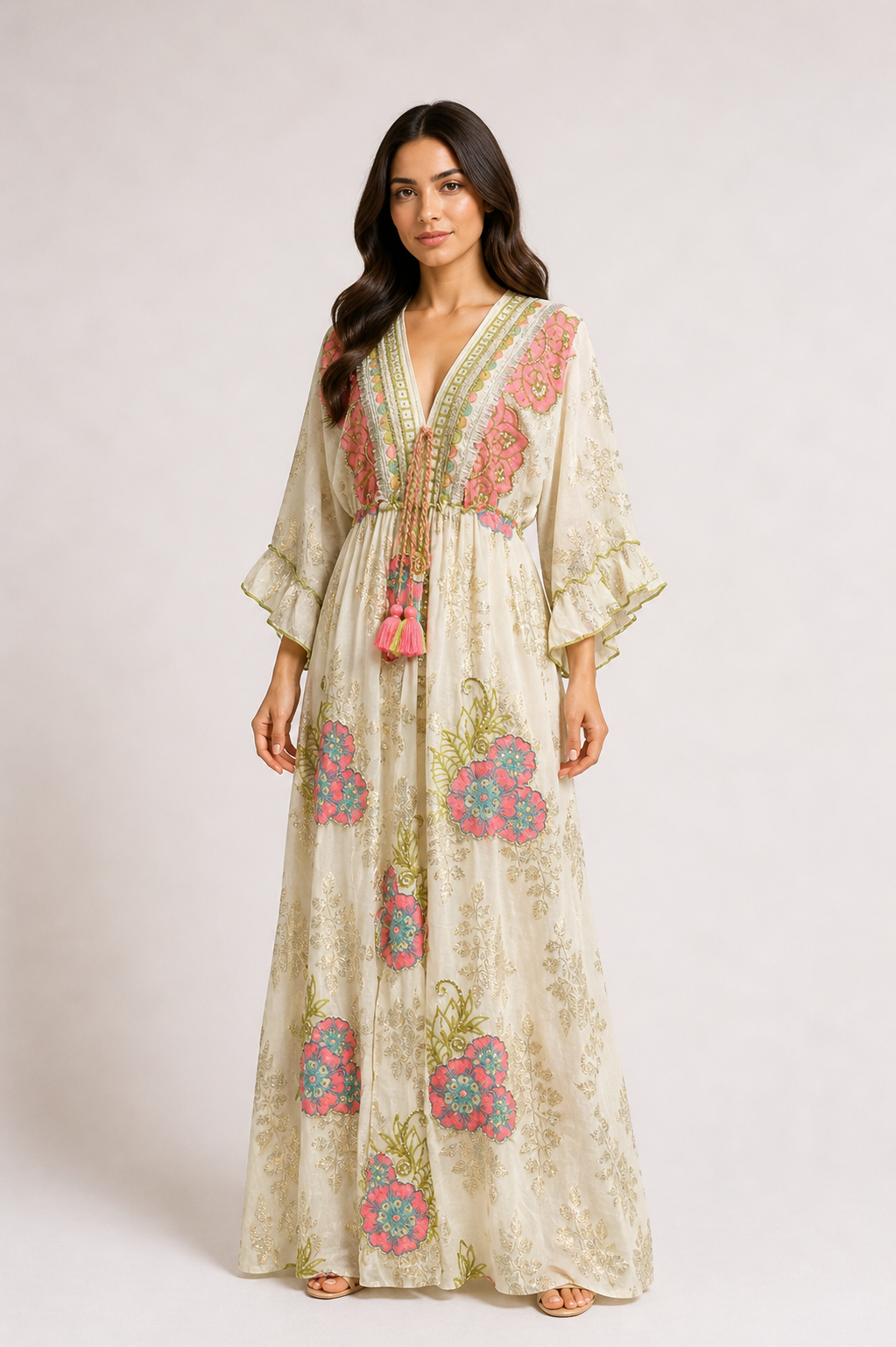 Embroidered Floral Kaftan