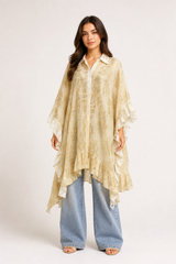 Golden Embroidered Cream Kaftan