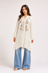 Embroidered Tiered Boho Tunic