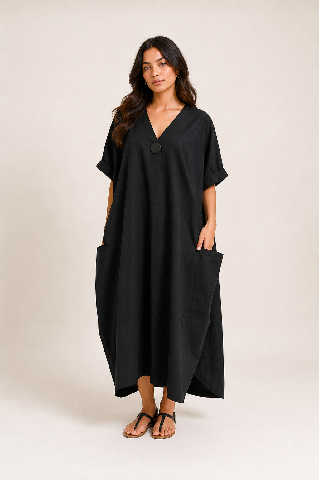 Minimalist Black Kaftan Dress