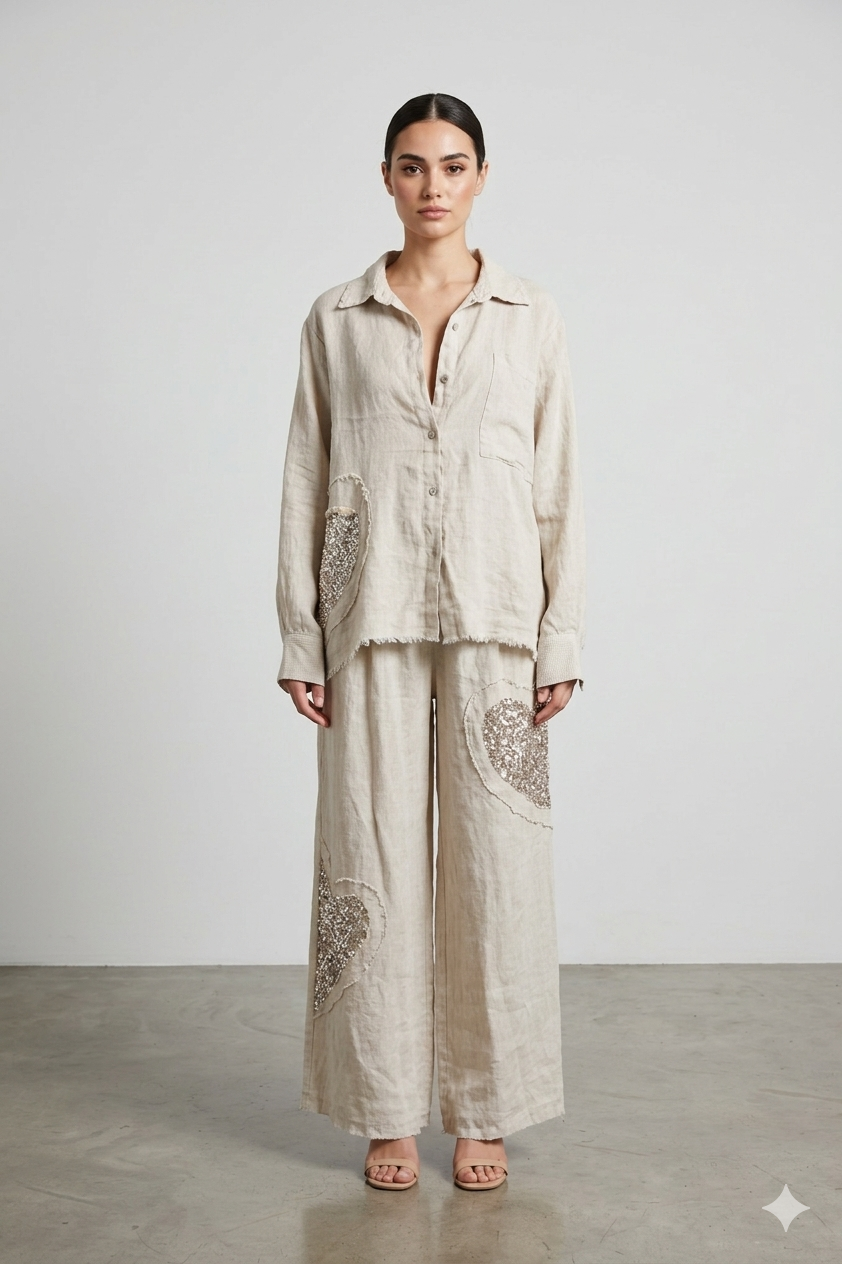 Sequin Heart Linen Set