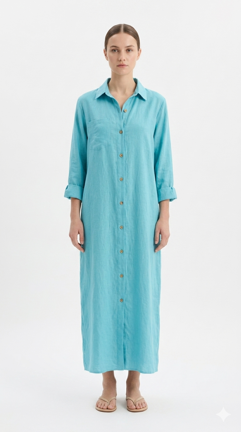 Aqua Shirt Dress