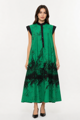 Emerald Green Abstract Tie-Dye Maxi