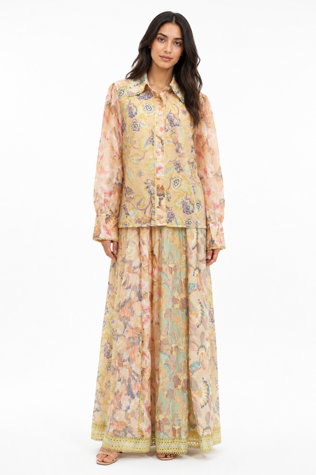 Floral Chiffon Skirt Set