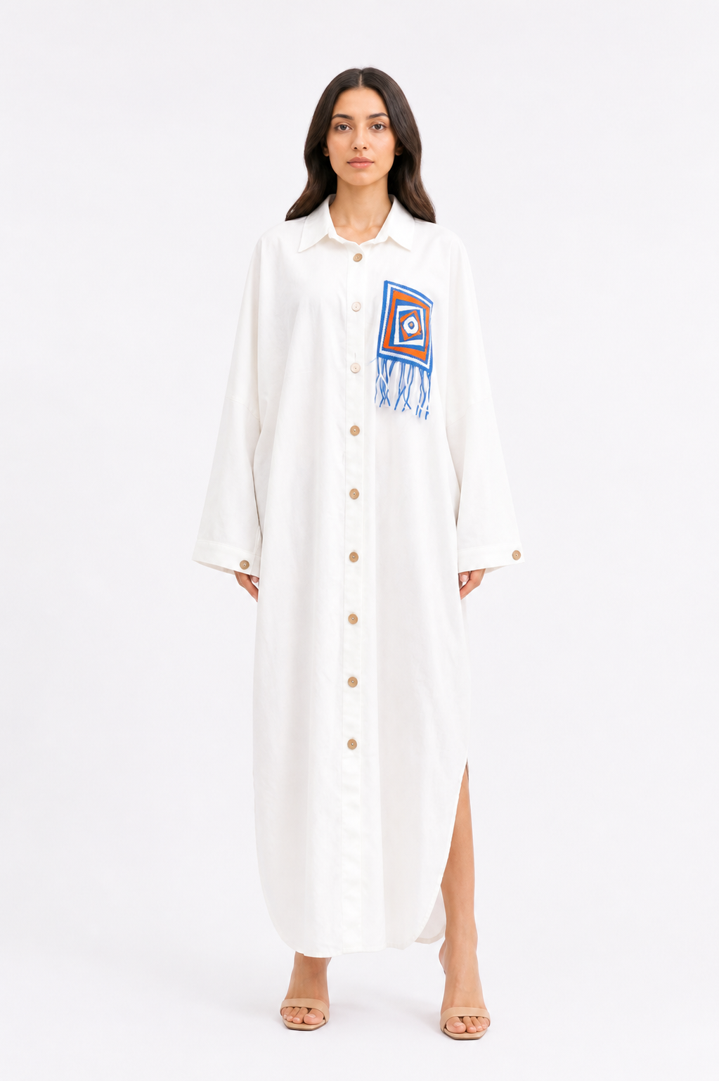 Embroidered Shirt Dress