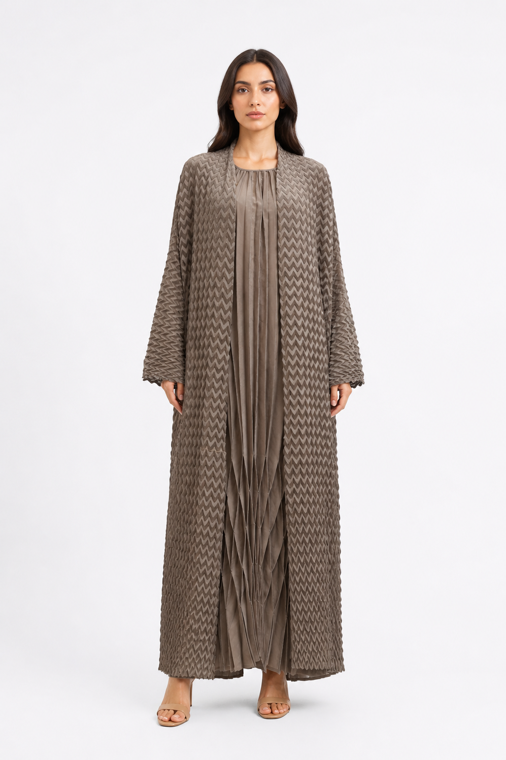 Zig-Zag Textured Abaya Set