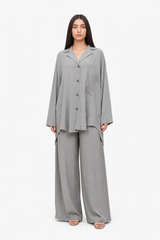 Lace-Accent Grey Lounge Set