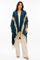 Teal Lace Fringe Kimono