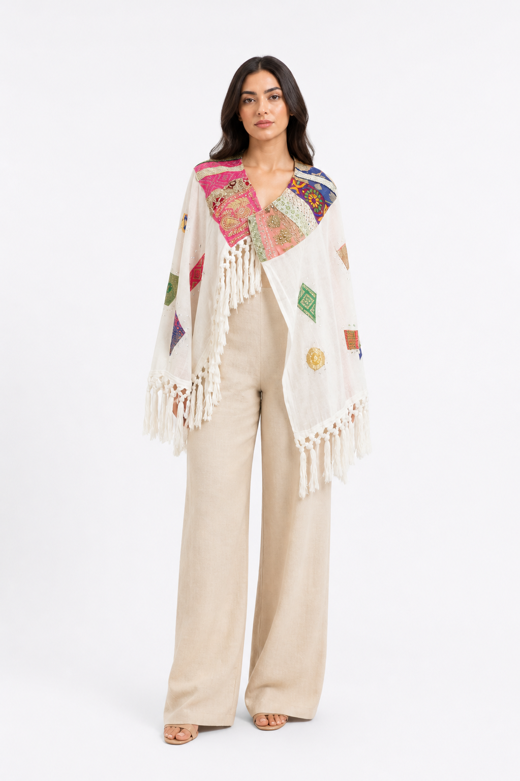 Boho Patchwork Tassel Wrap