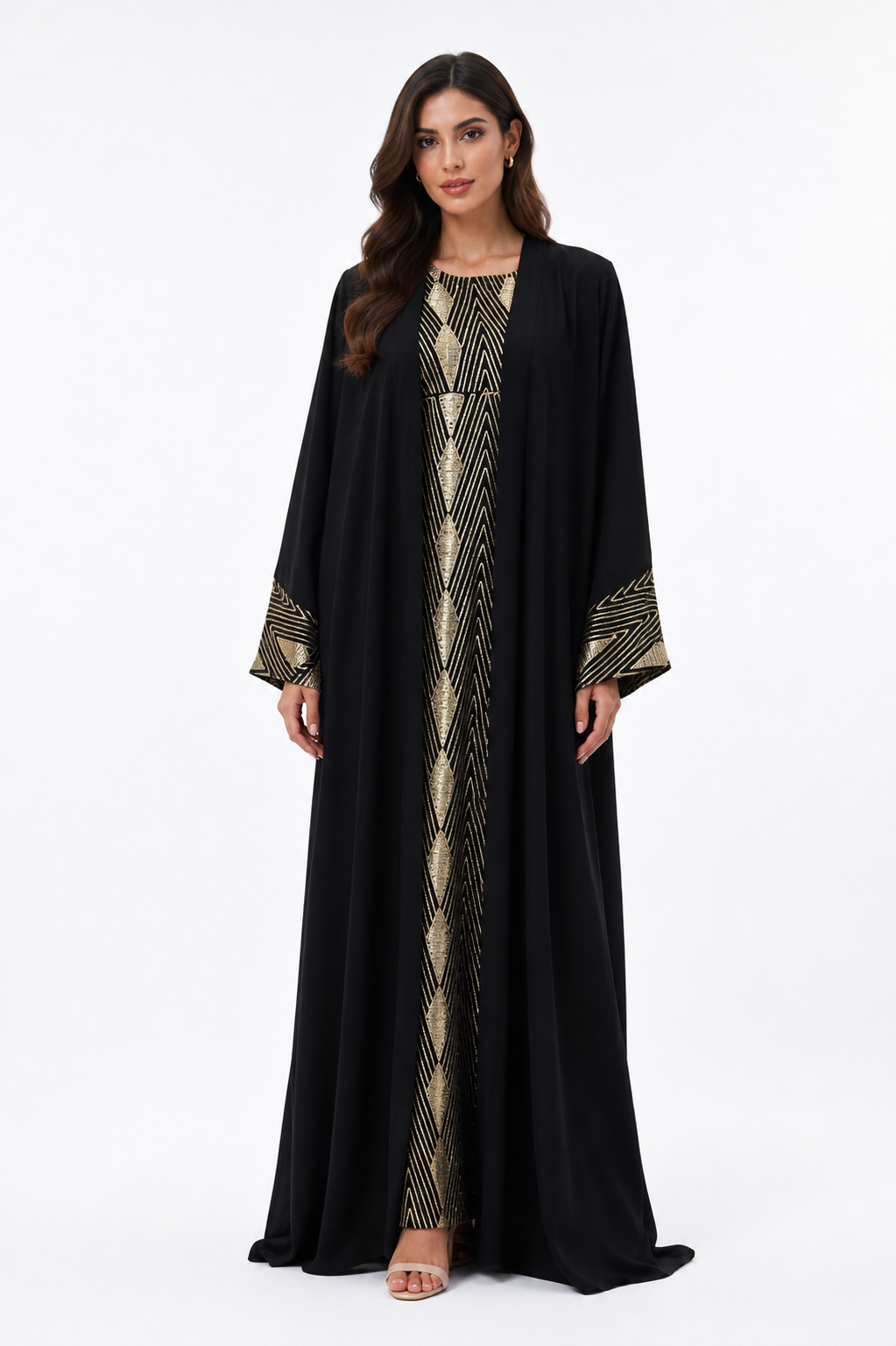 Gold Geometric Abaya Set