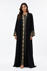 Gold Geometric Abaya Set