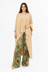 Beige Abstract Print Suit
