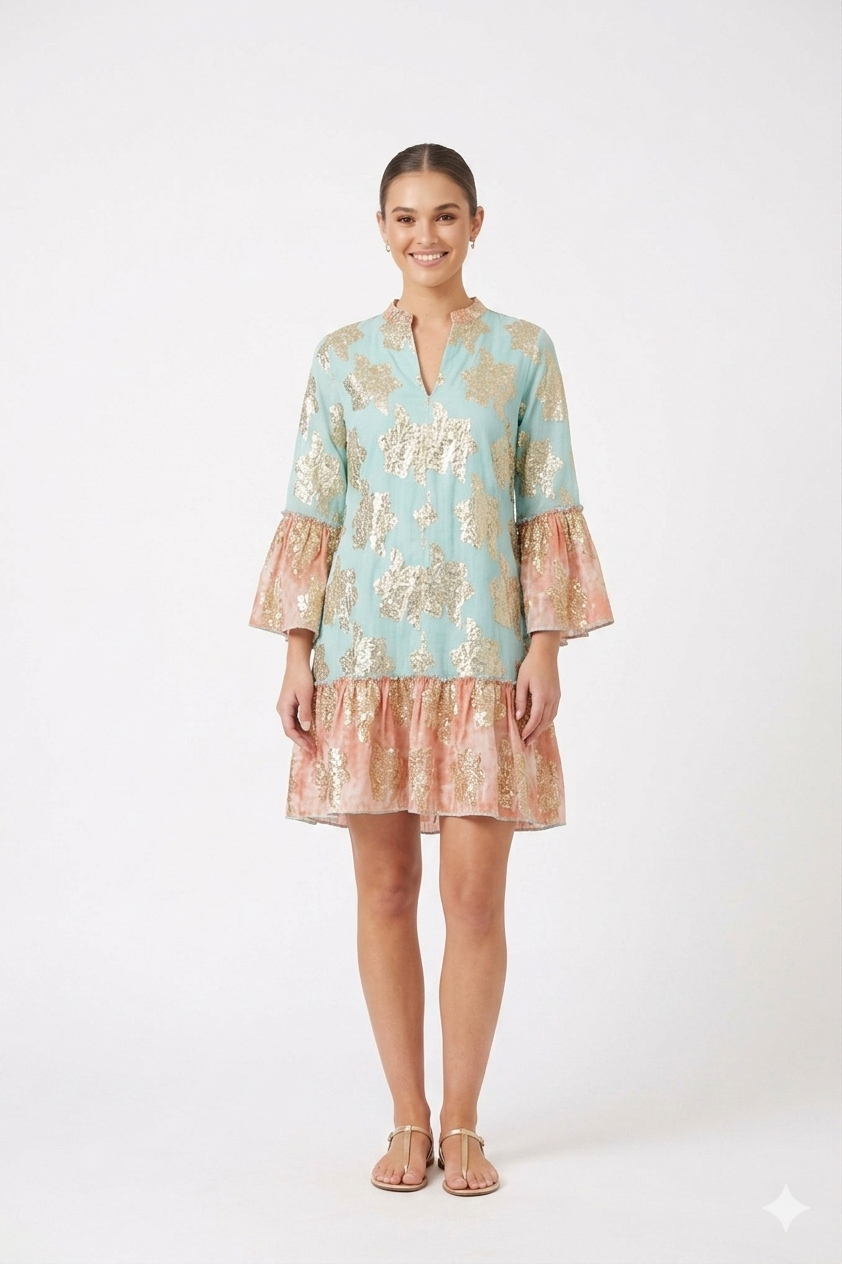 Sequin Floral Mini Dress