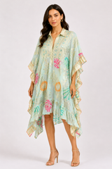 Golden Shimmer Mint Kaftan
