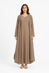 Mocha Pleated Abaya Set