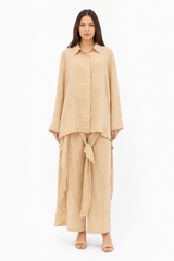 Beige Linen Wrap Set
