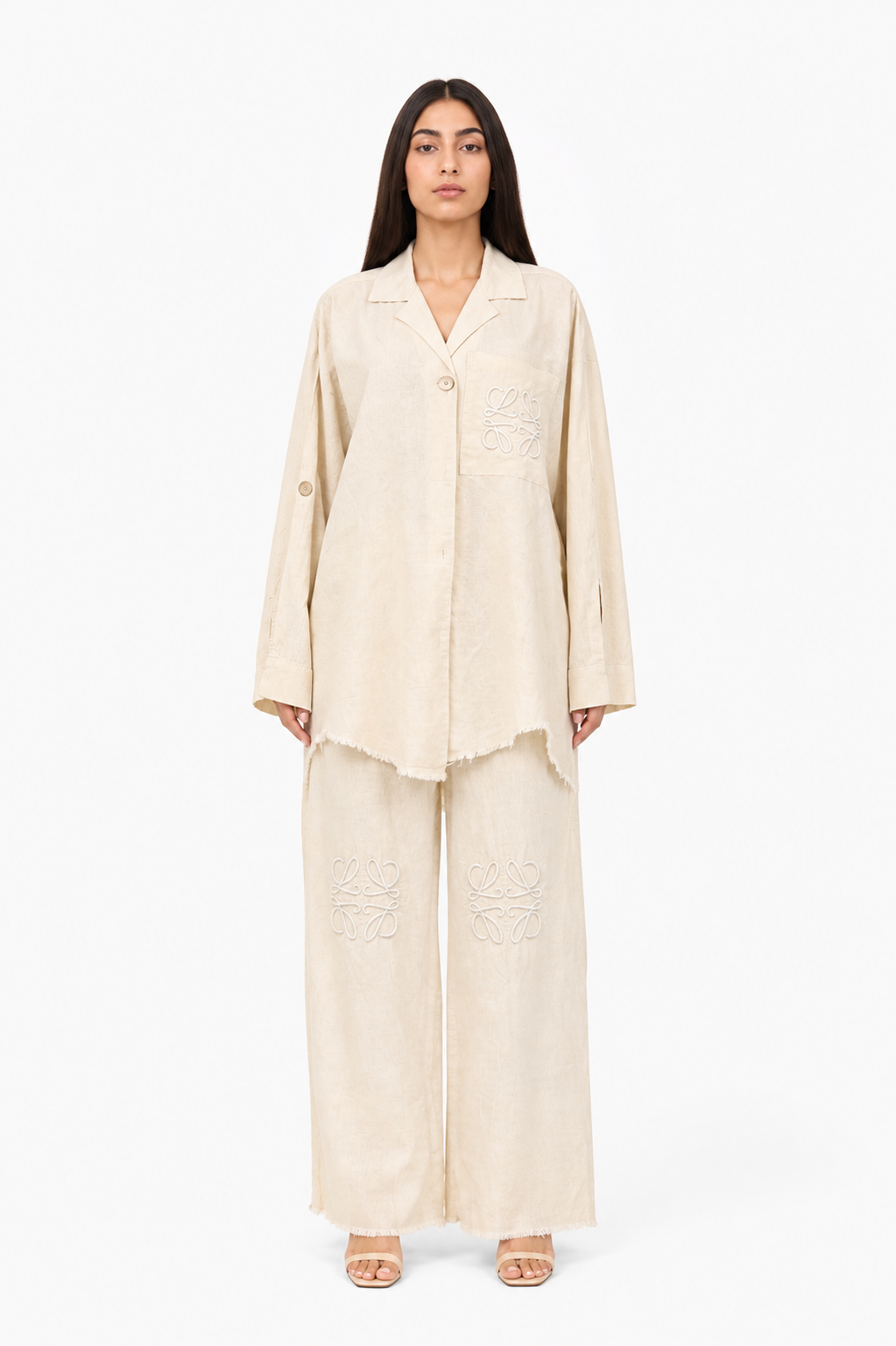 Logo-Embroidered Linen Set